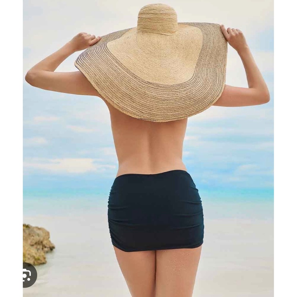 Assets by Spanx Womens Black Ruched Swim Skirt Size M Slimming Brief